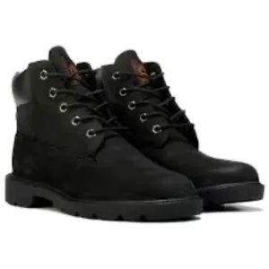 Timberland Junior Kids' Black Nubuck Waterproof Lace-Up Boots Sz 6
