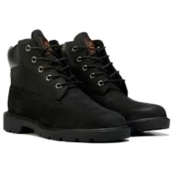 Timberland Junior Kids' Black Nubuck Waterproof Lace-Up Boots Sz 6
