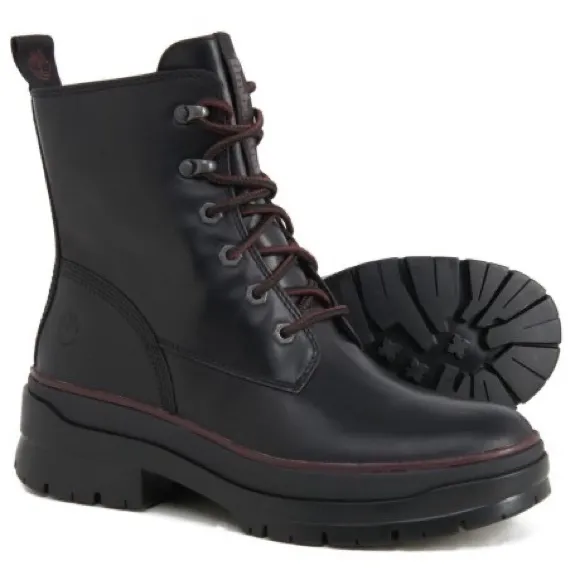TIMBERLAND MAYLYNN WATERPROOF LEATHER LACE UP LUG SOLE COMBAT MOTO BOOTS