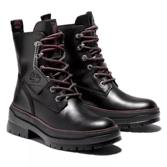 TIMBERLAND MAYLYNN WATERPROOF LEATHER LACE UP LUG SOLE COMBAT MOTO BOOTS