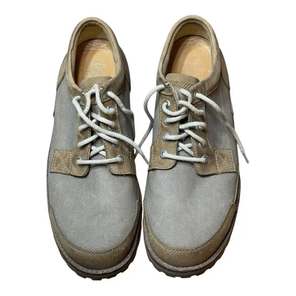 Timberland Mens Beige Leather &amp; Canvas Casual Oxford Shoes Size 15M Rugged Sole