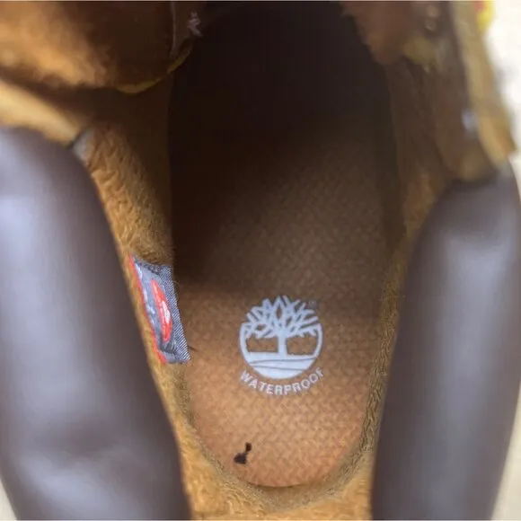 Timberland Premium Youth Brown Nubuck Waterproof Wheat 6&quot; Boots Size 1.5M