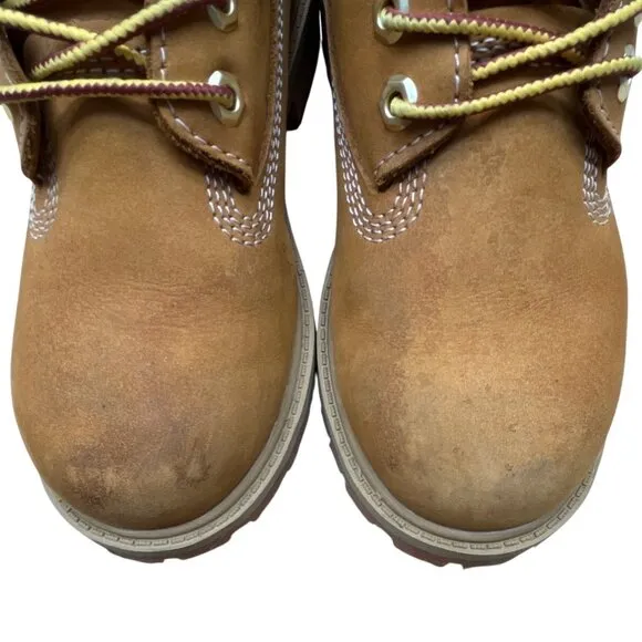 Timberland Premium Youth Brown Nubuck Waterproof Wheat 6&quot; Boots Size 1.5M