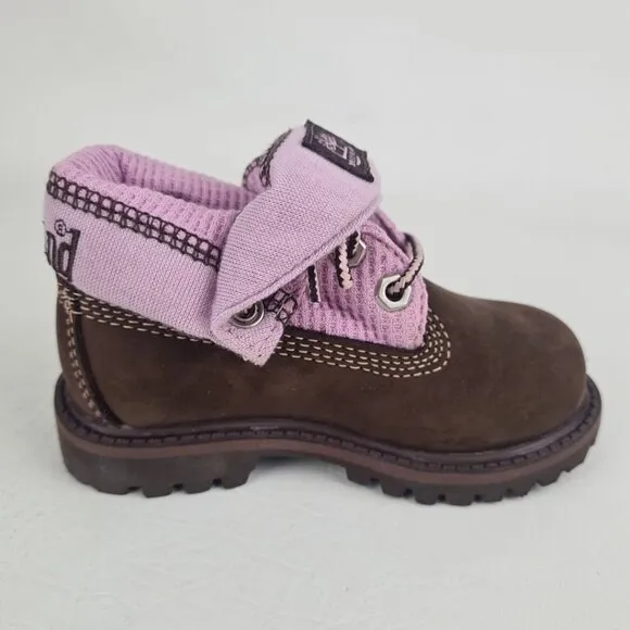 Timberland Roll Top Hex TODDLER Boots Waterproof Brown Leather