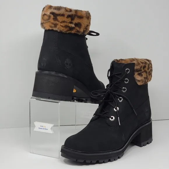 Timberland Women's Size 6 Black Waterproof Boots A5VSG KINSLEY Animal Print New