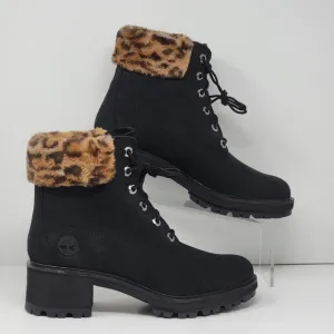 Timberland Women's Size 6 Black Waterproof Boots A5VSG KINSLEY Animal Print New