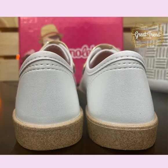 Toddler Girl Sneakers White/Gold Glitter Velcro Strap