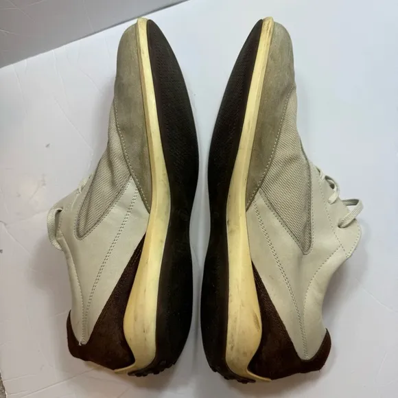 Tod’s Men’s Leather Sneakers Beige Brown Suede Mesh Size 12 Casual Shoes