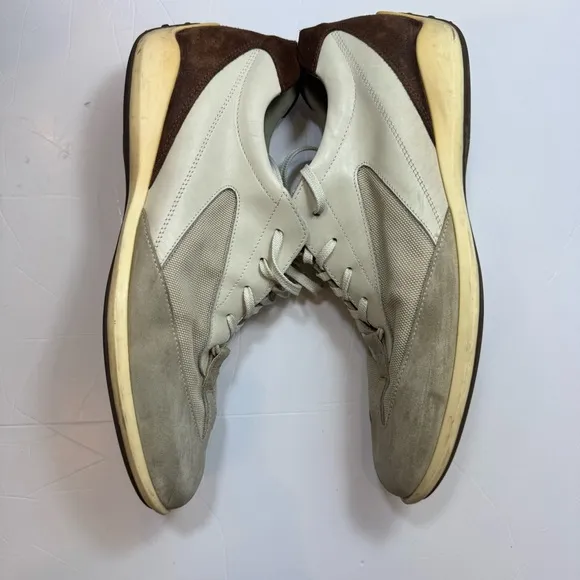 Tod’s Men’s Leather Sneakers Beige Brown Suede Mesh Size 12 Casual Shoes