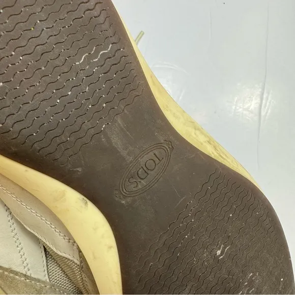 Tod’s Men’s Leather Sneakers Beige Brown Suede Mesh Size 12 Casual Shoes