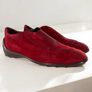 TOD'S Red Suede Driving Mocs Slip On Shoes Loafers Size 9 Flats