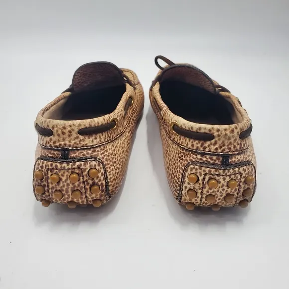 Tod's Tan Snakeskin Bow Loafers Boho