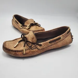 Tod's Tan Snakeskin Bow Loafers Boho