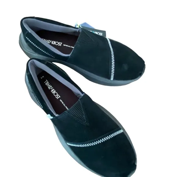 TOMS x KROST Alpargataa Gamma Black Suede Slip-On Shoes NWT Mens Size 8