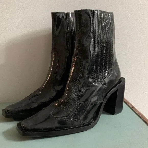 Topshop boots Honduras Black Patent Leather Slip On Western Boots‎