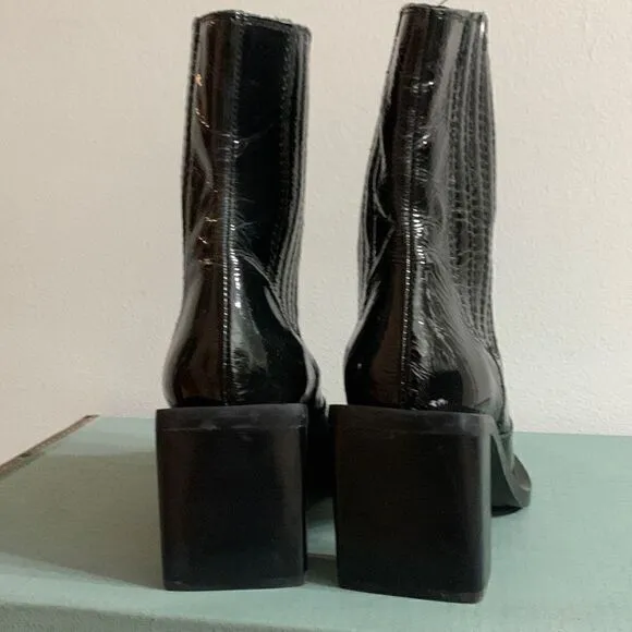 Topshop boots Honduras Black Patent Leather Slip On Western Boots‎