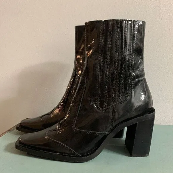 Topshop boots Honduras Black Patent Leather Slip On Western Boots‎