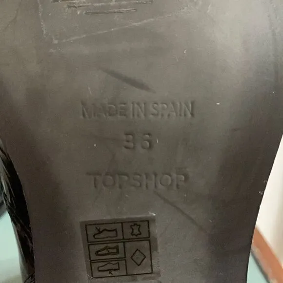 Topshop boots Honduras Black Patent Leather Slip On Western Boots‎