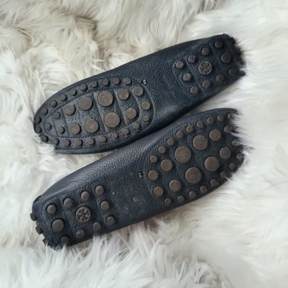 Tory Burch Black Leather Women's Loafers Flats Moc Moccasin 9.5
