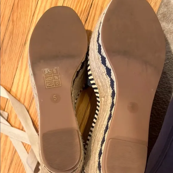 Tory Burch Blue and Cream Espadrille Platform Shoes