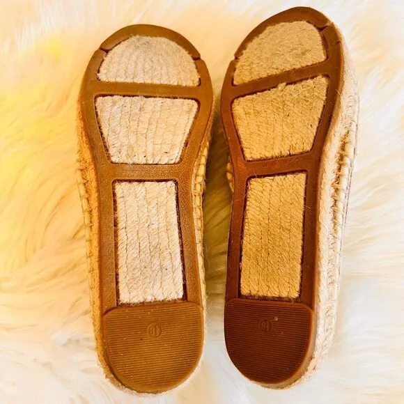 Tory Burch Striped Ivory, Plum, Tan Elastic Espadrilles Flats! ❤️