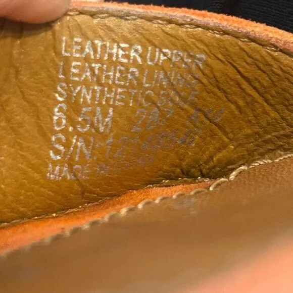 TORY BURCH TB orange leather suede ankle strap wedged sandals shoes women’s 6.5