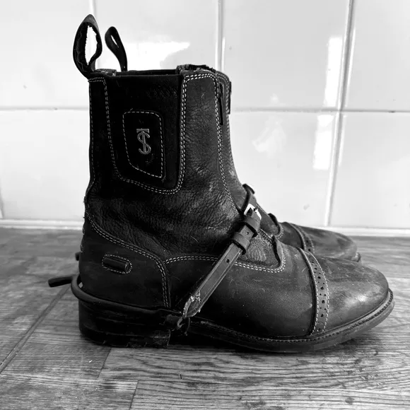 Tredstep Spirit Front Zip Paddock Boots US 6.5 EU 37 black with spurs