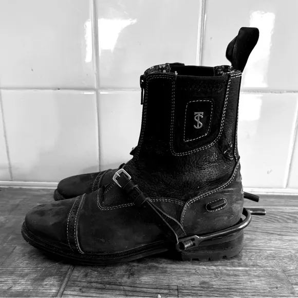 Tredstep Spirit Front Zip Paddock Boots US 6.5 EU 37 black with spurs