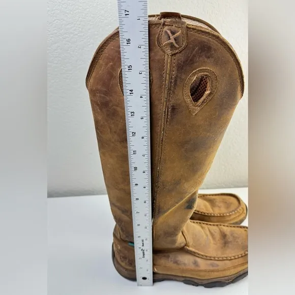 Twisted X 17” Leather Boot Waterproof Snake Boots Moc Toe Men’s Size 8.5
