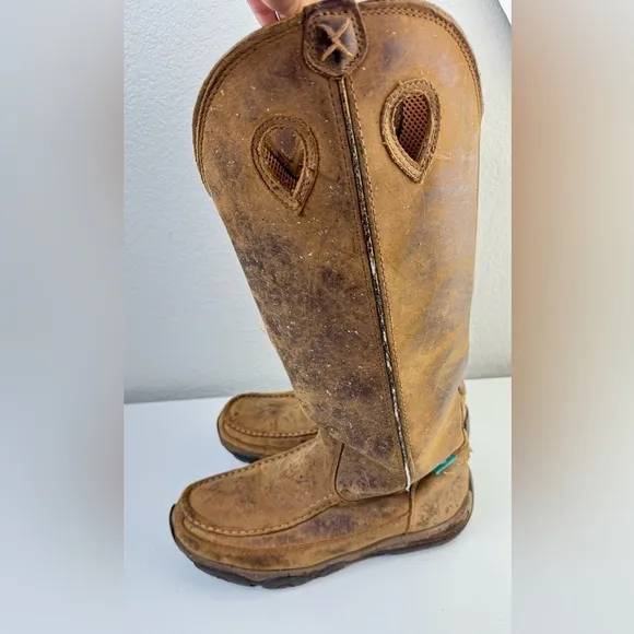 Twisted X 17” Leather Boot Waterproof Snake Boots Moc Toe Men’s Size 8.5