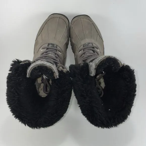 Ugg Adirondack II Snow Boots Womens Size 7.5 Charcoal Gray Leather Waterproof