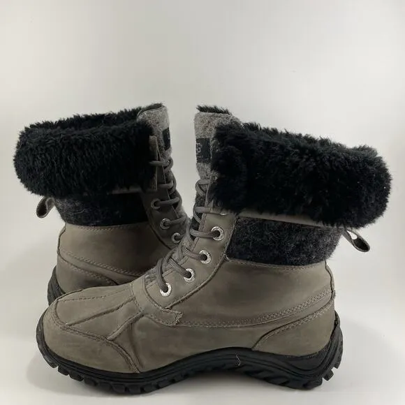 Ugg Adirondack II Snow Boots Womens Size 7.5 Charcoal Gray Leather Waterproof