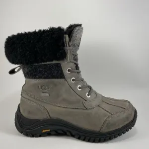 Ugg Adirondack II Snow Boots Womens Size 7.5 Charcoal Gray Leather Waterproof