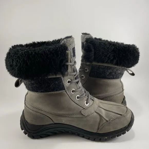 Ugg Adirondack II Snow Boots Womens Size 7.5 Charcoal Gray Leather Waterproof