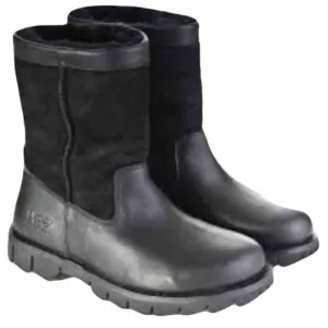 UGG Australia Men's 9 Beacon Black Leather Sheepskin Boots #5485