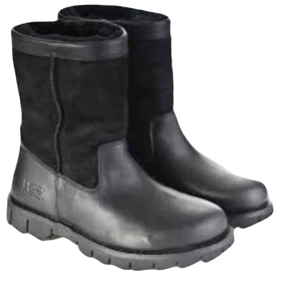 UGG Australia Men's 9 Beacon Black Leather Sheepskin Boots #5485