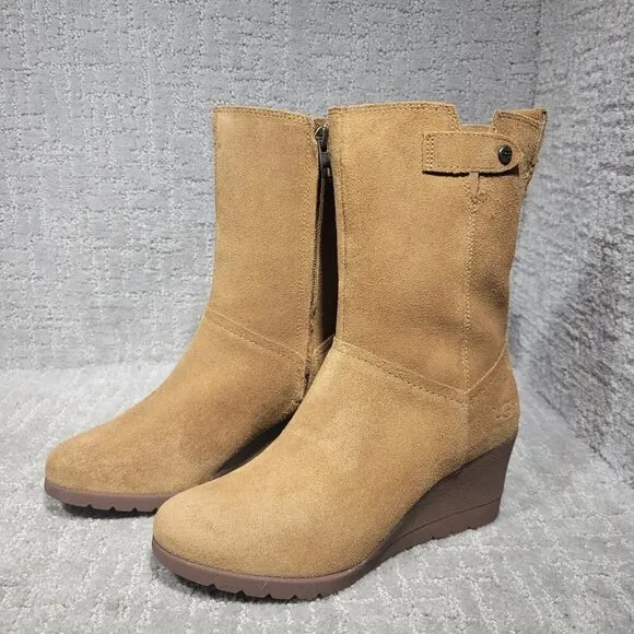UGG Australia Potrero Women's Size 5.5 US Chestnut Suede Waterproof Wedge Boots
