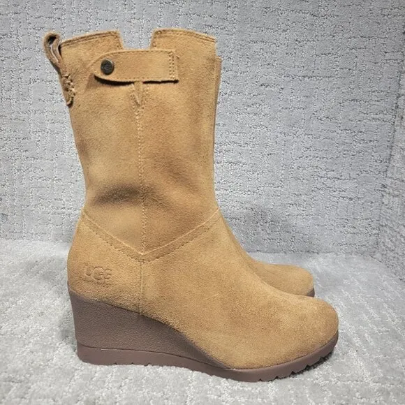 UGG Australia Potrero Women's Size 5.5 US Chestnut Suede Waterproof Wedge Boots