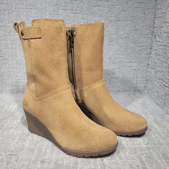 UGG Australia Potrero Women's Size 5.5 US Chestnut Suede Waterproof Wedge Boots