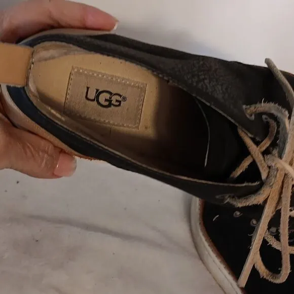 Ugg Black &amp; Tan Leather Lace Up Shoes