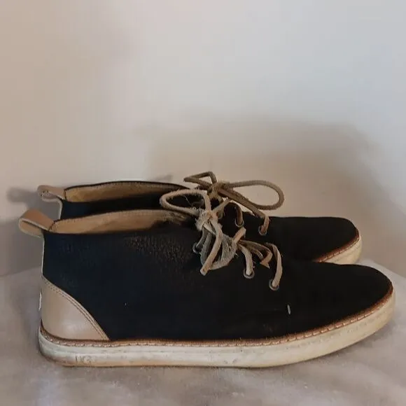 Ugg Black &amp; Tan Leather Lace Up Shoes