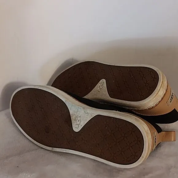 Ugg Black &amp; Tan Leather Lace Up Shoes