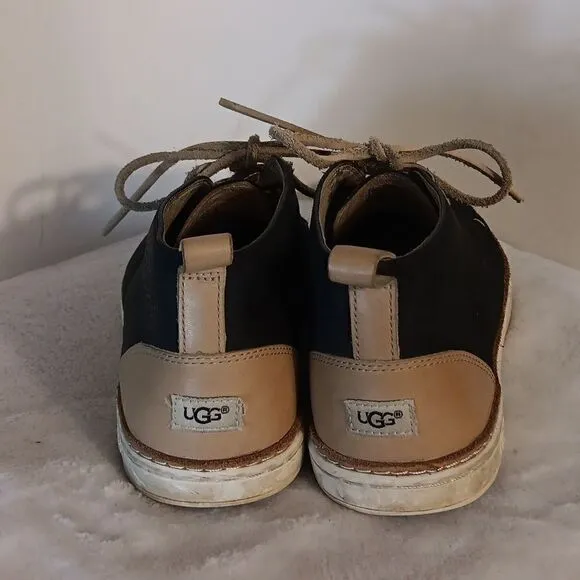 Ugg Black &amp; Tan Leather Lace Up Shoes
