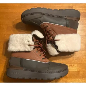 UGG City Butte Men Size 9.5 Waterproof Worchester Brown Leather Wool Boots New