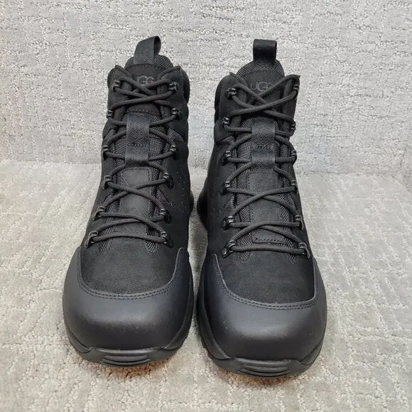 UGG Emmett Men's Size 12 US Black Leather Mid Nubuck Waterproof Boots 1112376