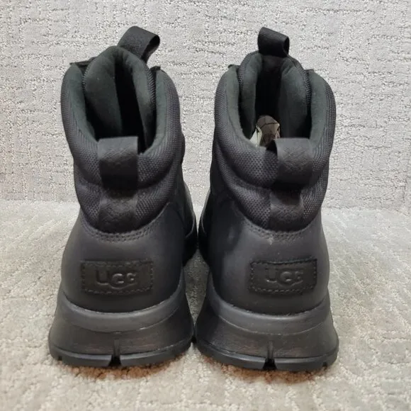 UGG Emmett Men's Size 12 US Black Leather Mid Nubuck Waterproof Boots 1112376