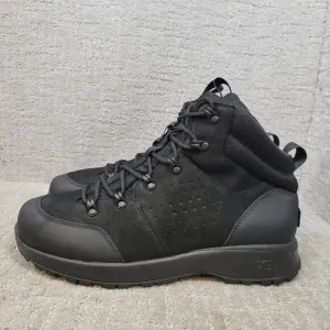 UGG Emmett Men's Size 12 US Black Leather Mid Nubuck Waterproof Boots 1112376