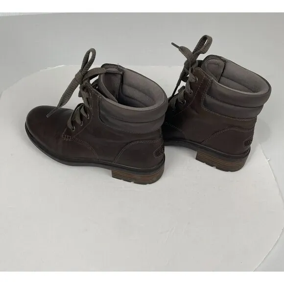 UGG Harrison Lace Thunder Cloud Leather Women’s Size 6 Waterproof Boots 1120777