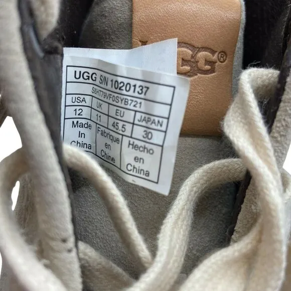 UGG Men's 1020137 Cream Tan Suede Lace Up High Top Sneaker Shoes size 12 NWOT