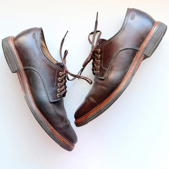 UGG Men's Dark Brown Leather Lace-up Casual Shoes Size 9